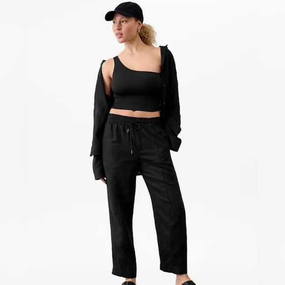 Athleta Retreat Linen Ankle Pant Black Small Style 851027 Easy-Care Lightweight - Picture 5 of 12